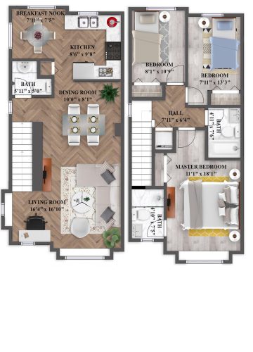 2D color floor plan
